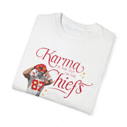 Kelce Karma is the guys on the chiefs shirt