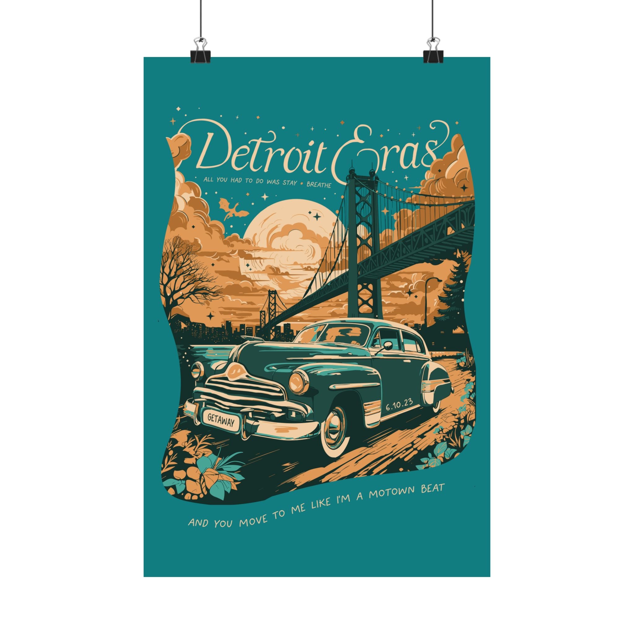 Seafoam Night Two Detroit Skyline Eras Tour Poster