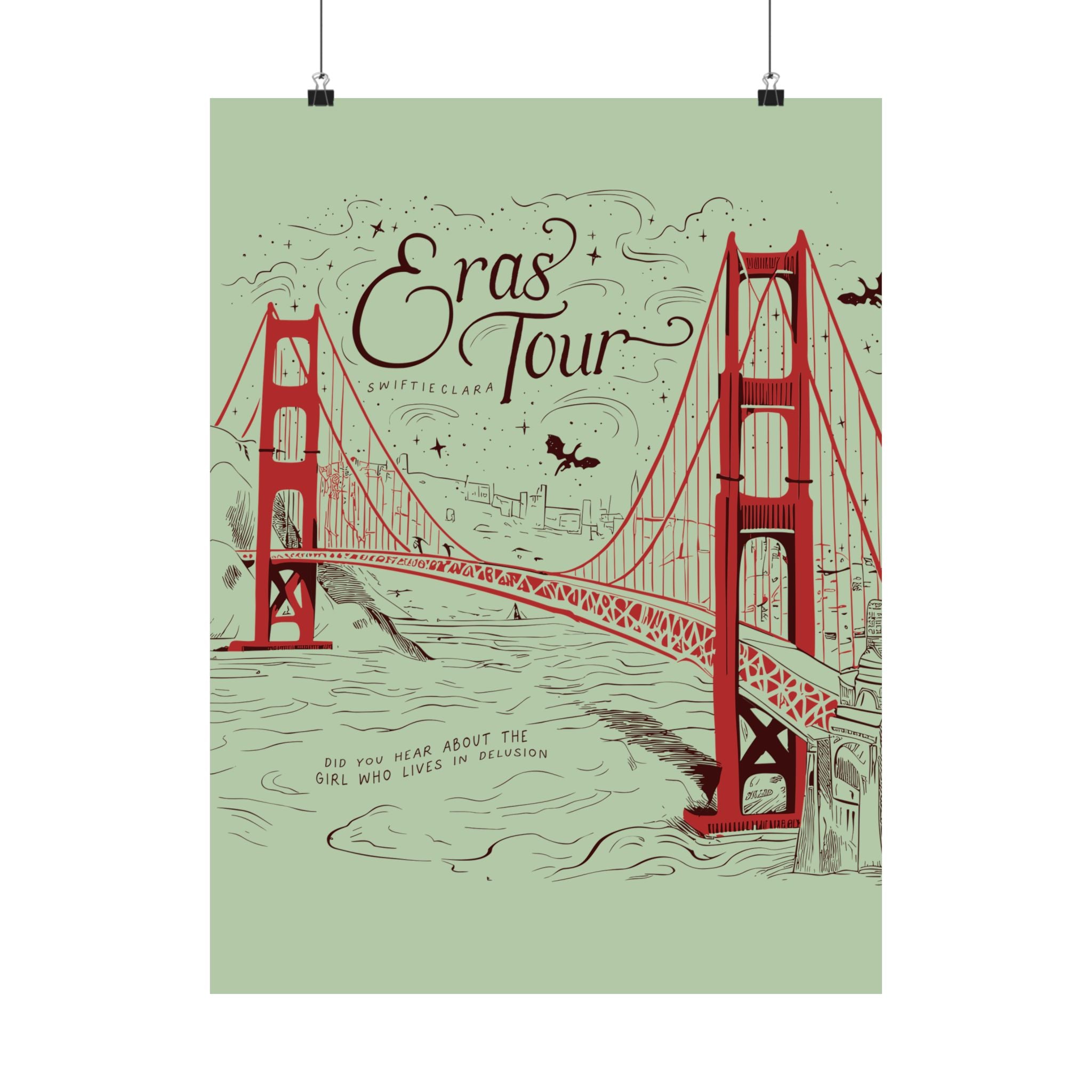 Santa Clara Era Tour Golden Gate Bridge Green Poster