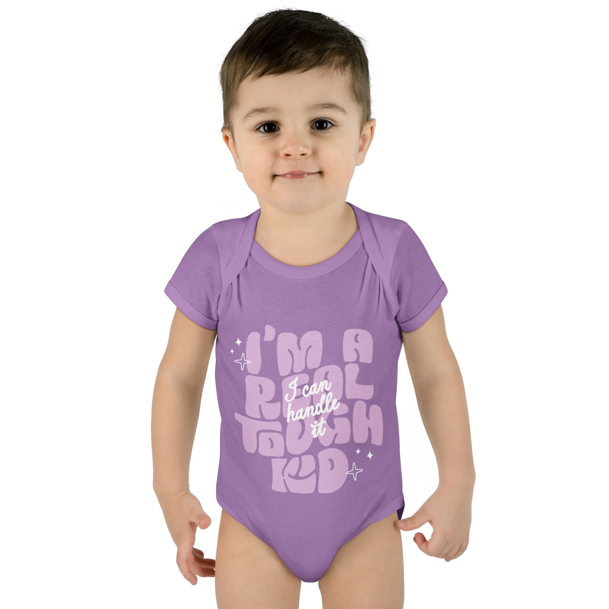 I'm a Real Tough Kid Baby Rib Onesie