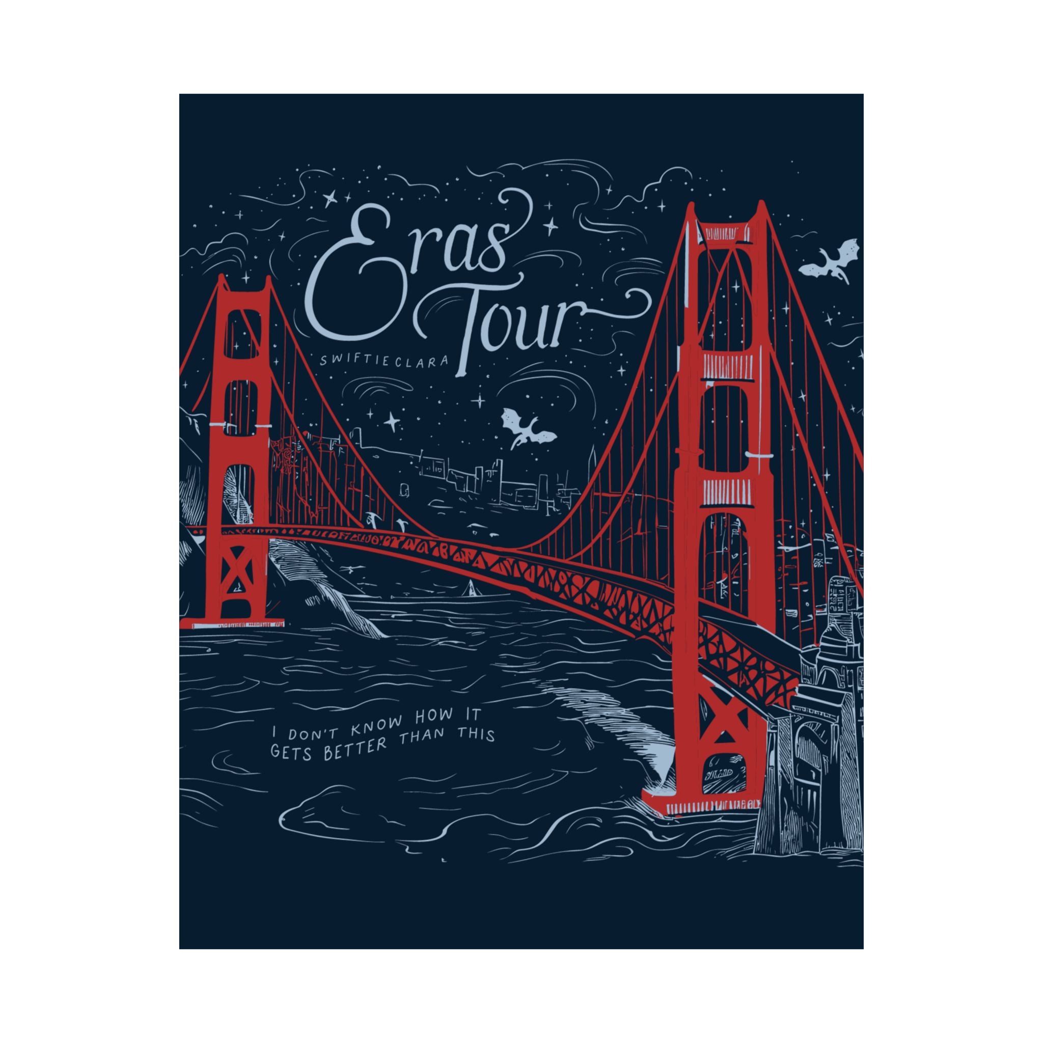 Santa Clara Eras Tour Golden Gate Bridge Navy Poster