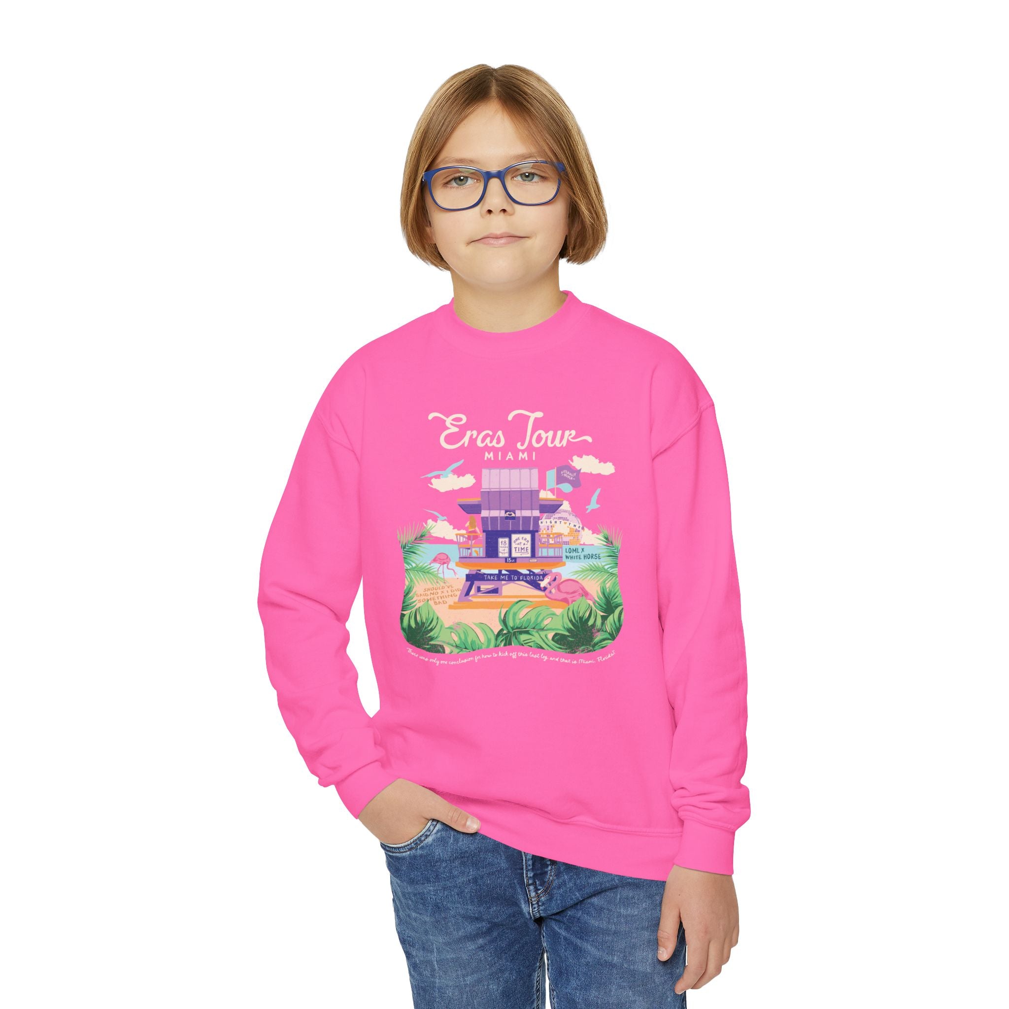 Kid's Miami Eras Night Two Lifeguard Crewneck Sweatshirt