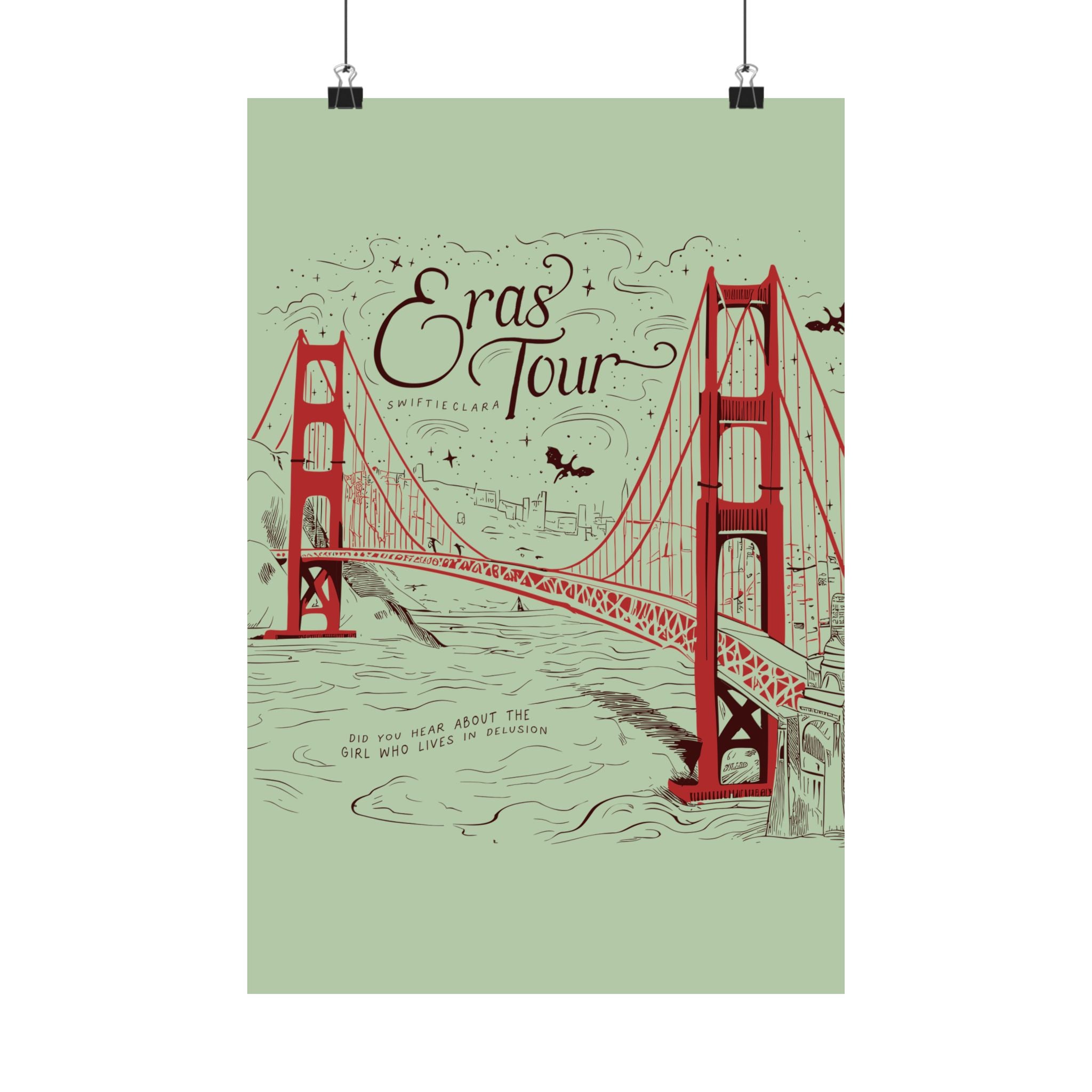 Santa Clara Era Tour Golden Gate Bridge Green Poster