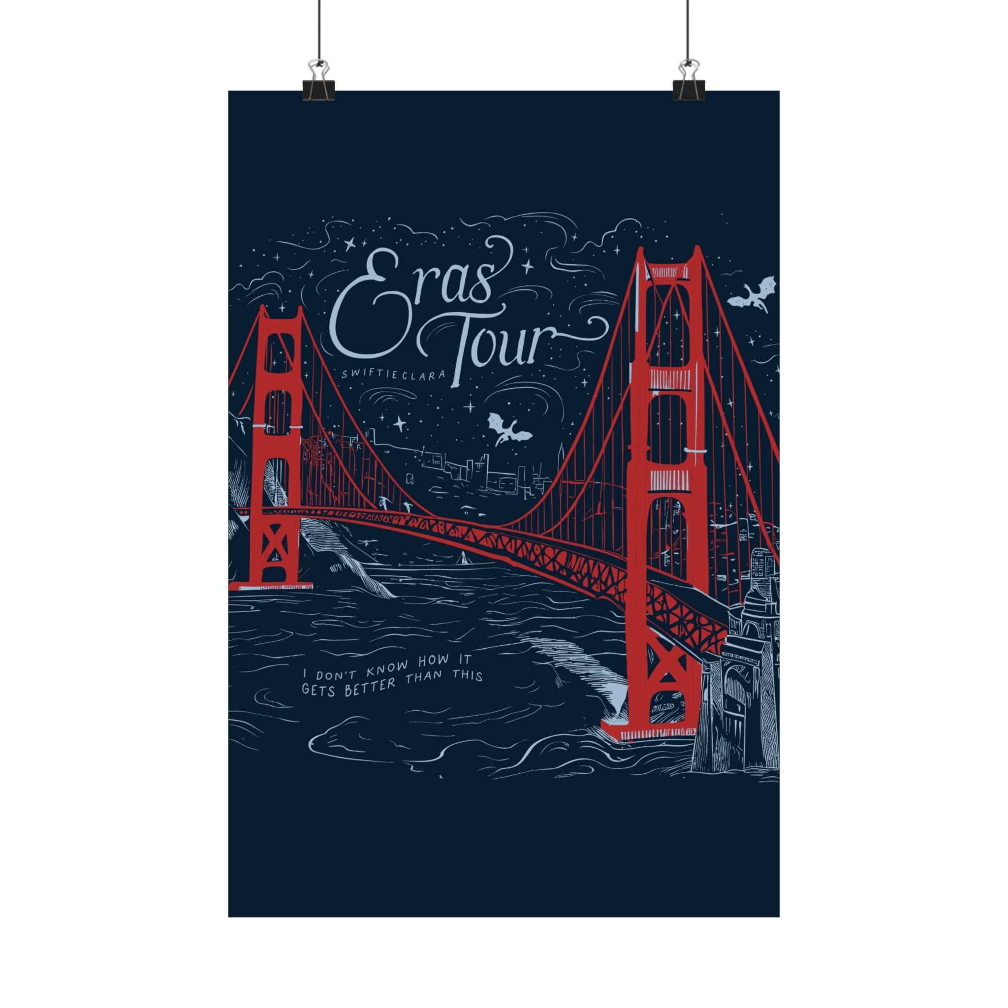 Santa Clara Eras Tour Golden Gate Bridge Navy Poster