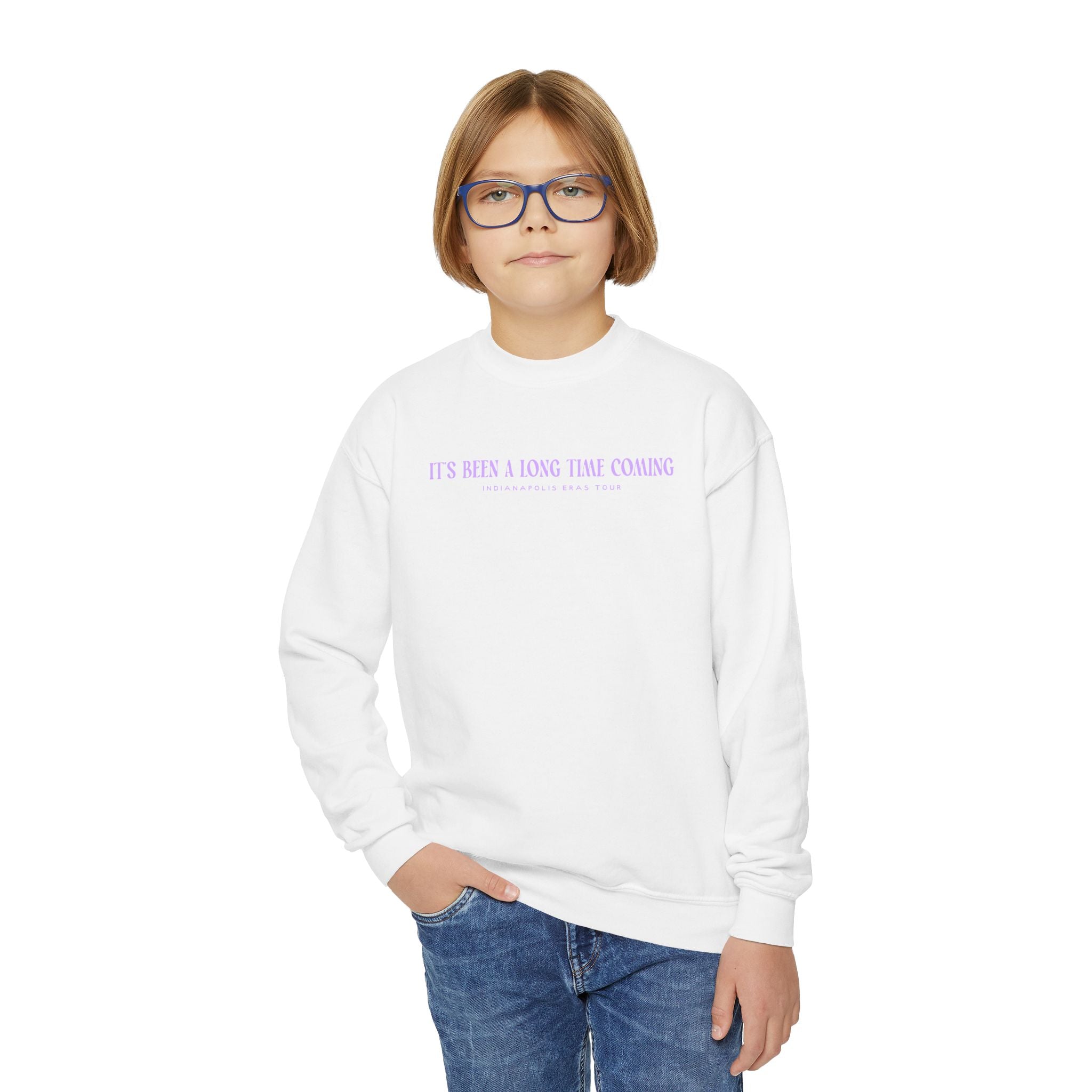 Kid's It's Been A Long Time Coming Indy Eras  Crewneck Sweatshirt