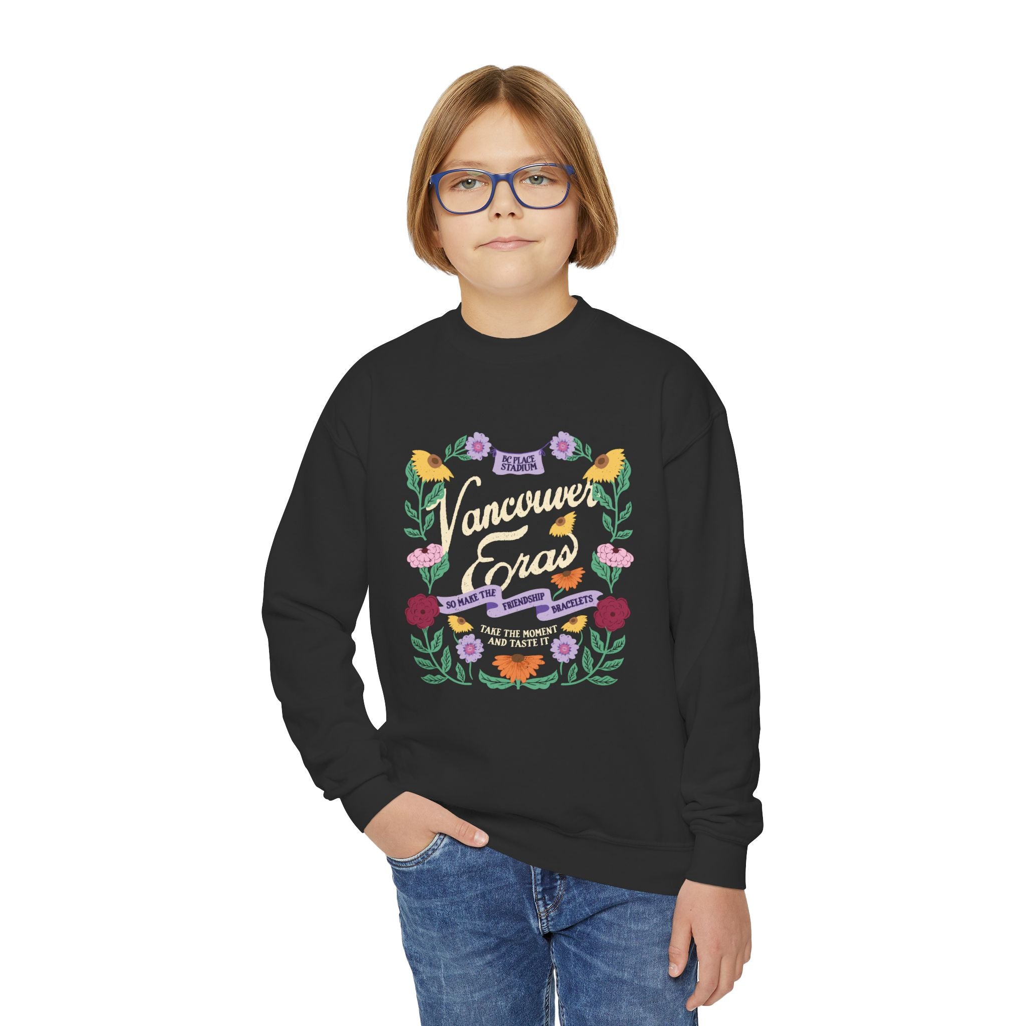 Kid's Vancouver Eras Tour Floral Surprise Song Piano Crewneck Sweatshirt