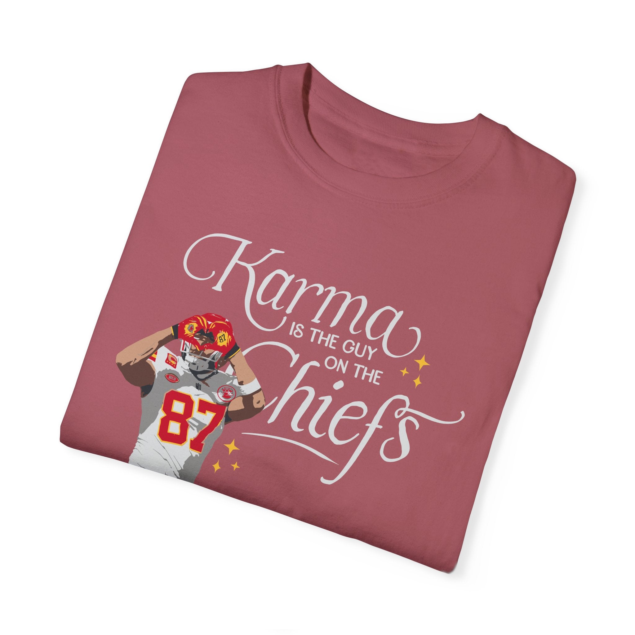 Kelce Karma is the guys on the chiefs shirt