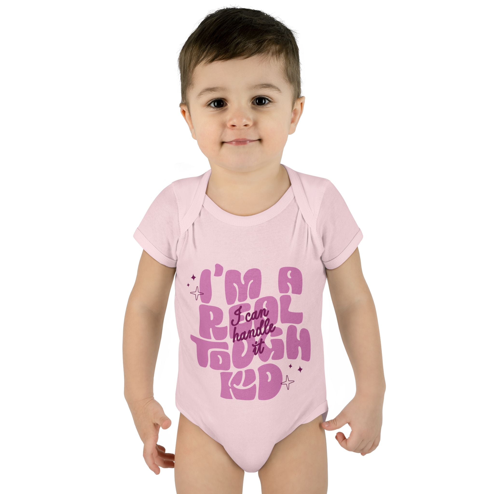 I'm a Real Tough Kid Baby Rib Onesie