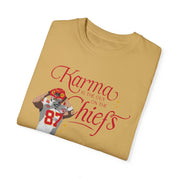 Kelce Karma is the guys on the chiefs shirt