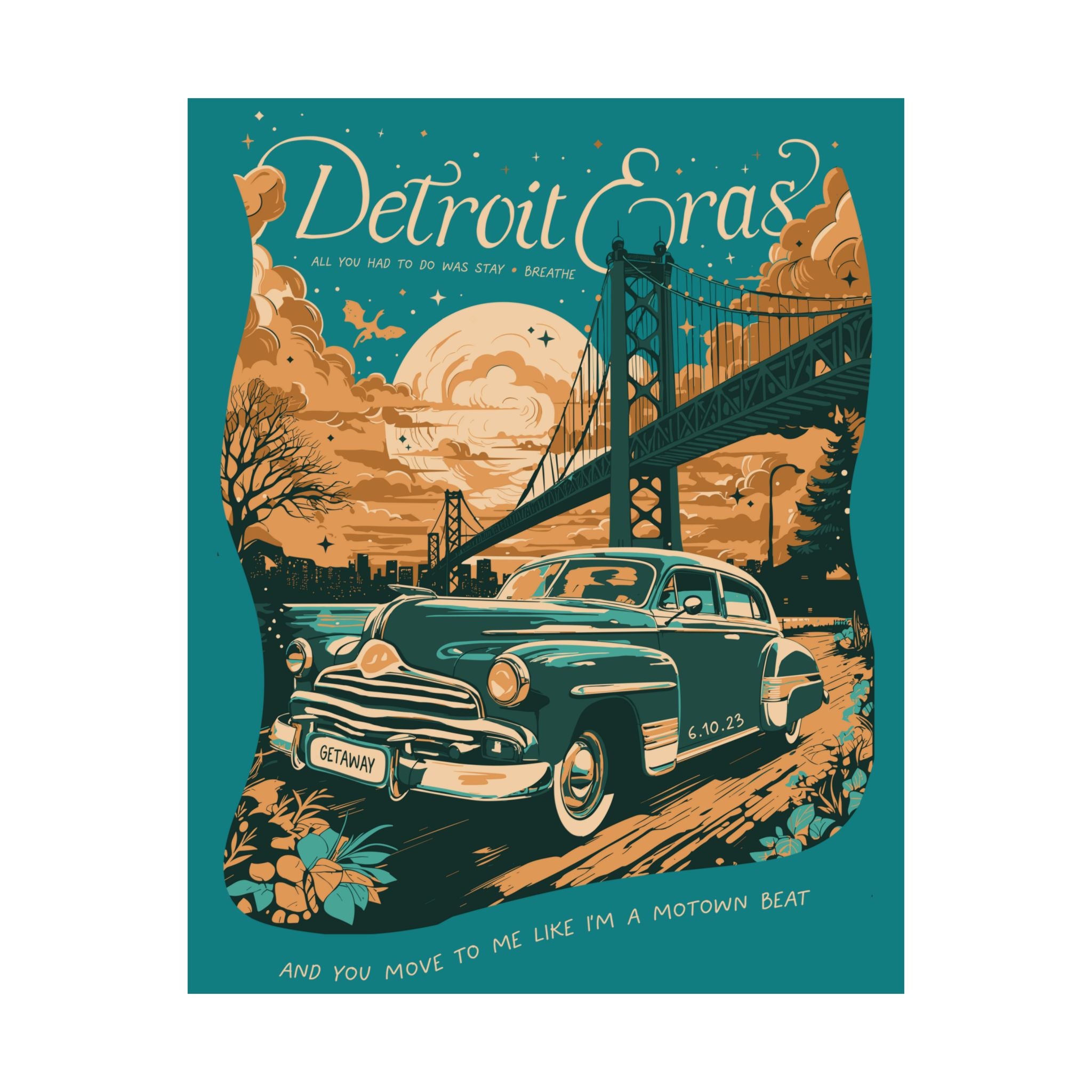 Seafoam Night Two Detroit Skyline Eras Tour Poster