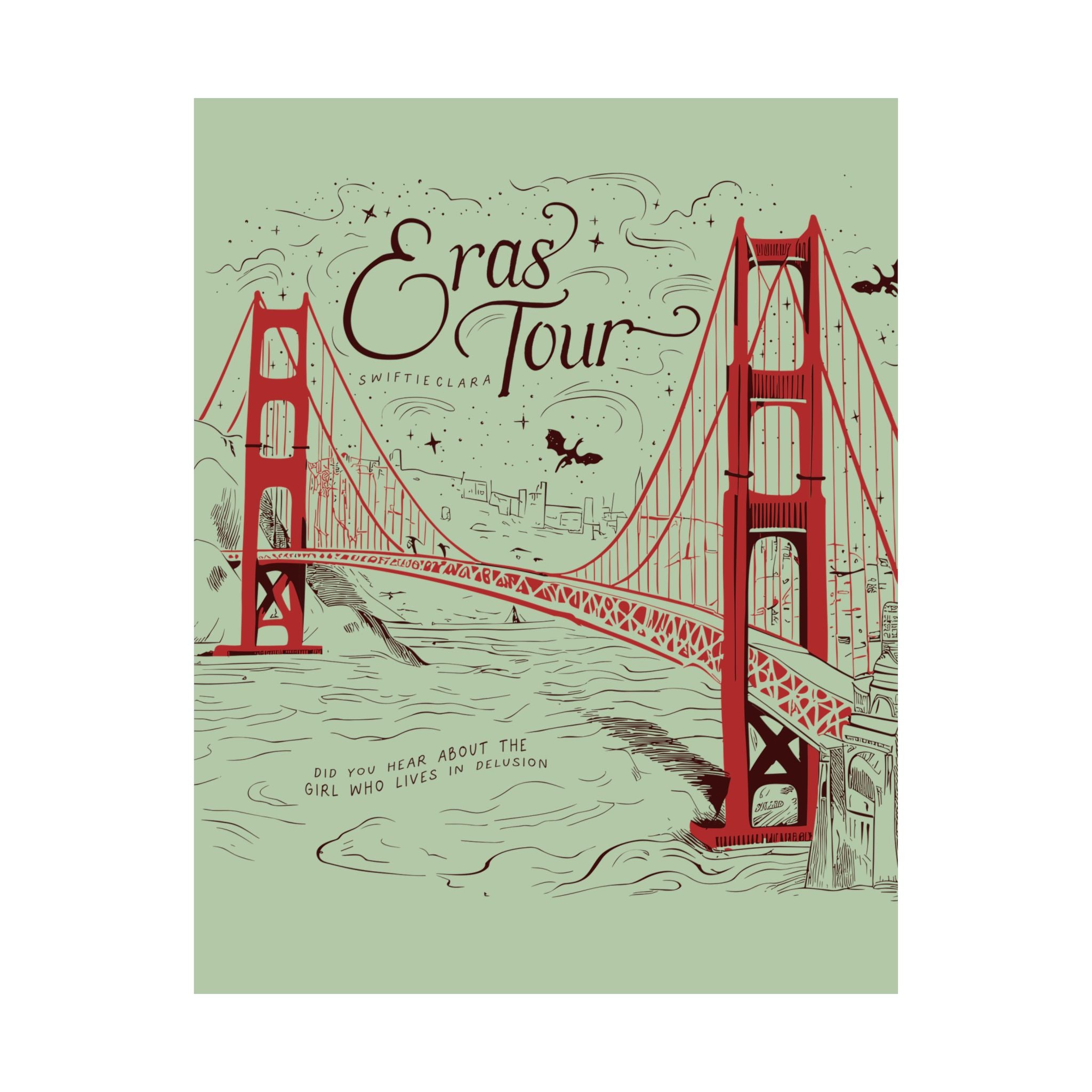 Santa Clara Era Tour Golden Gate Bridge Green Poster