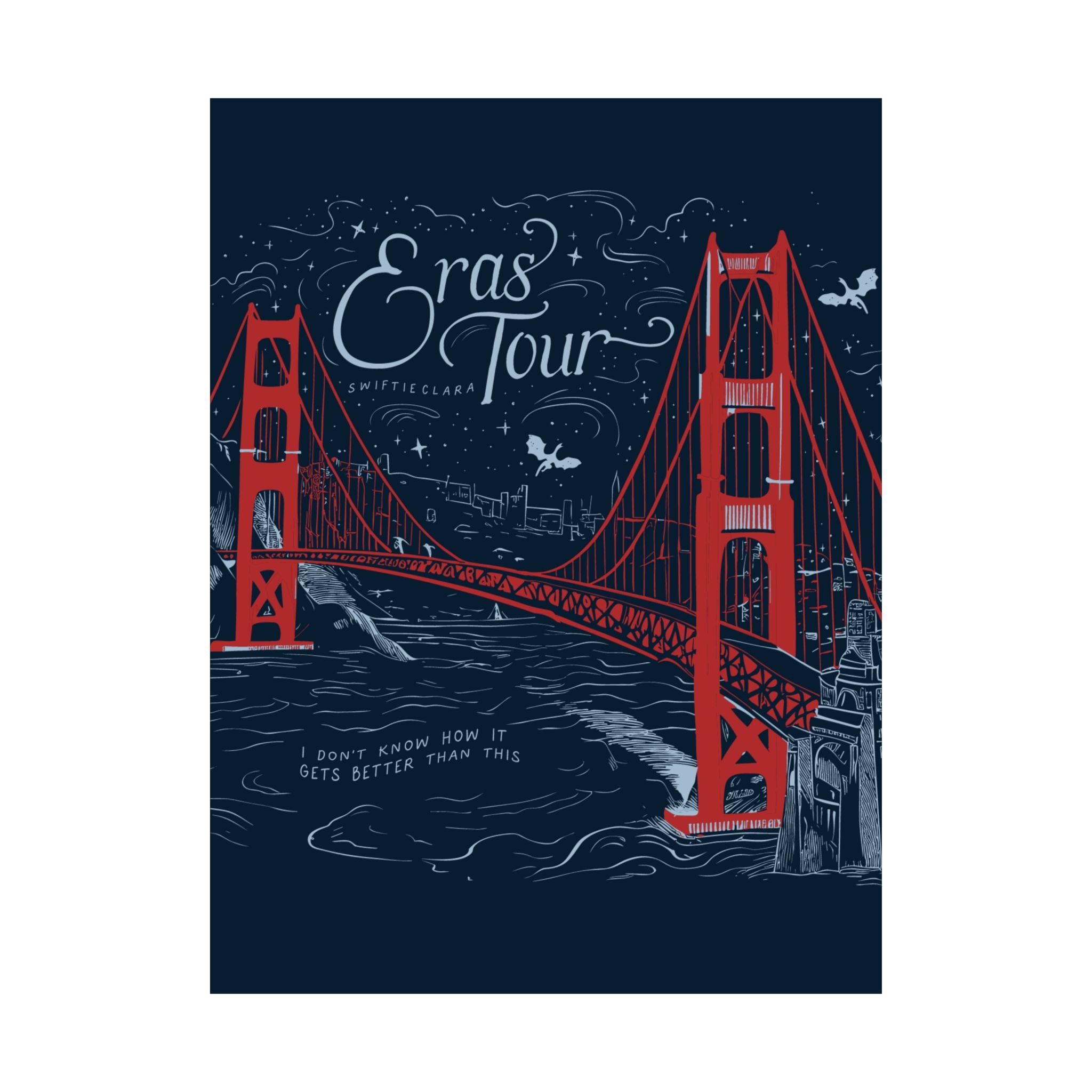 Santa Clara Eras Tour Golden Gate Bridge Navy Poster