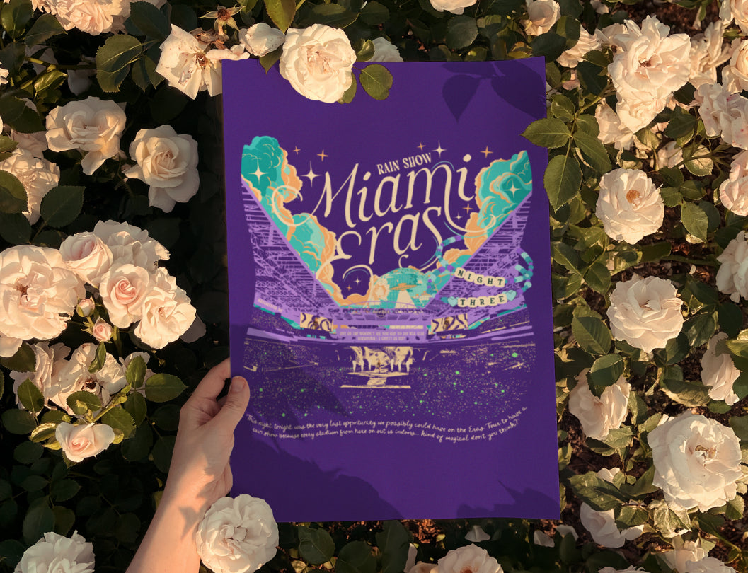 Purple Miami Night Three Eras Hard Rock Stadium Poster