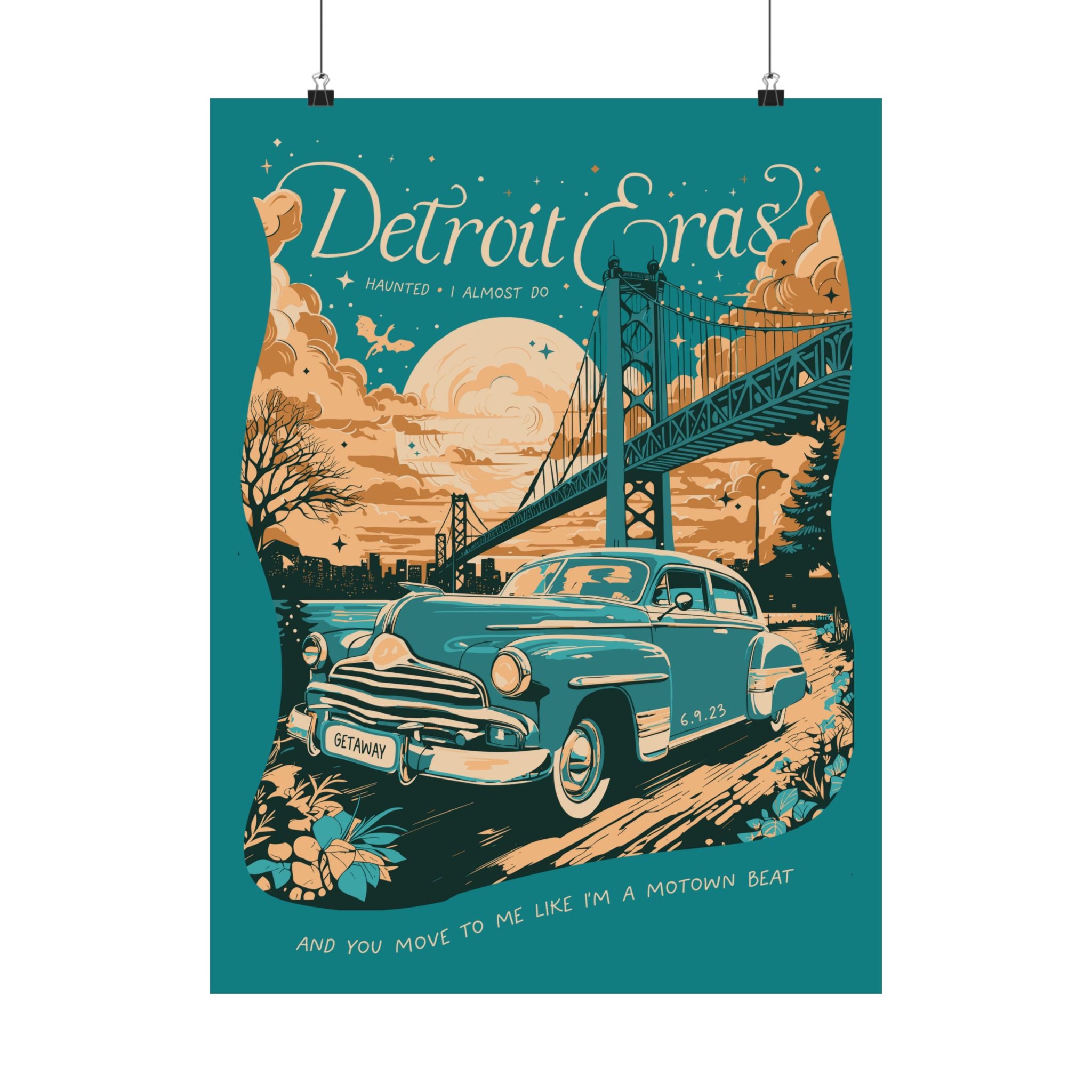 Seafoam Night One Detroit Skyline Eras Tour Poster