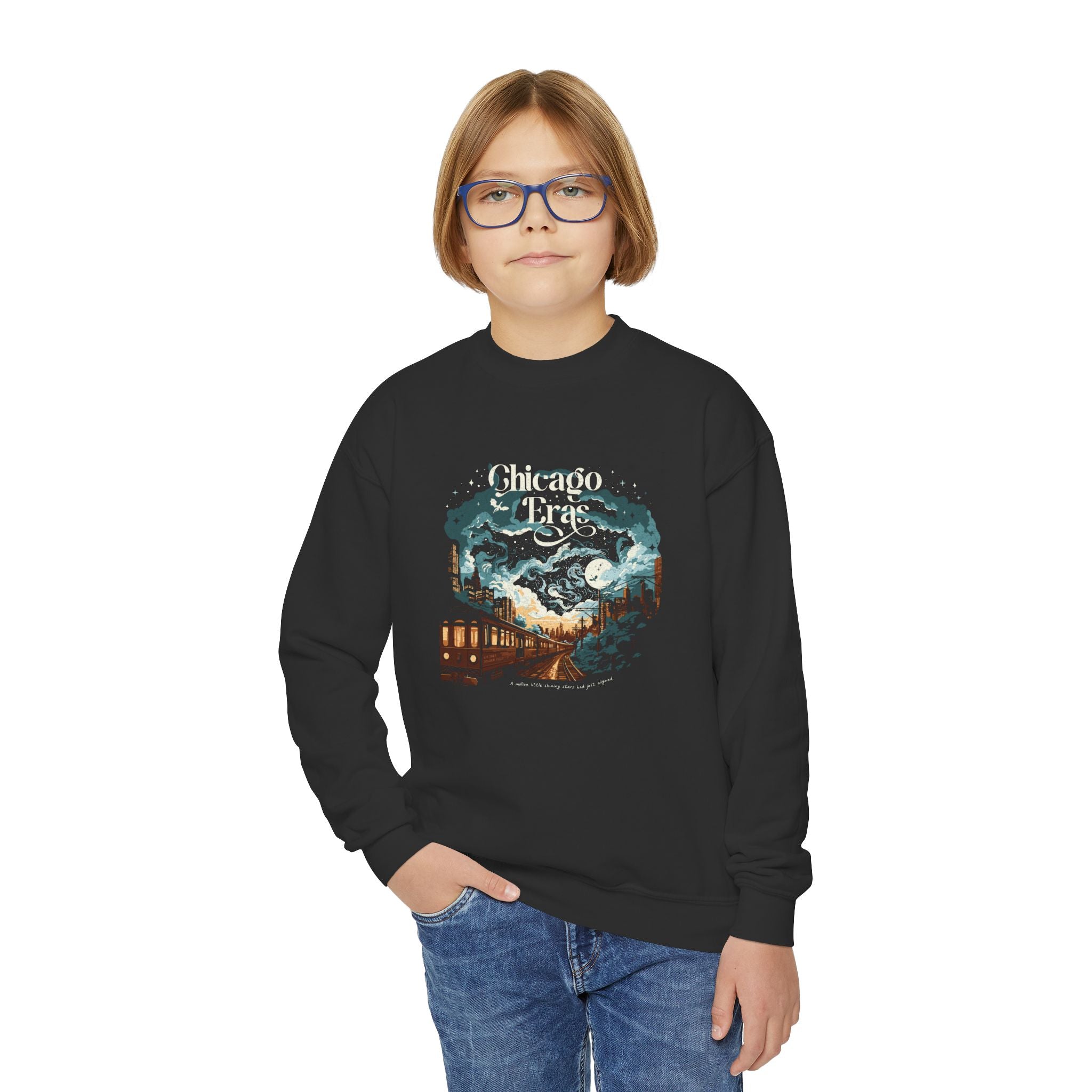 Kids Night Three Chicago L Train Eras Tour Crewneck