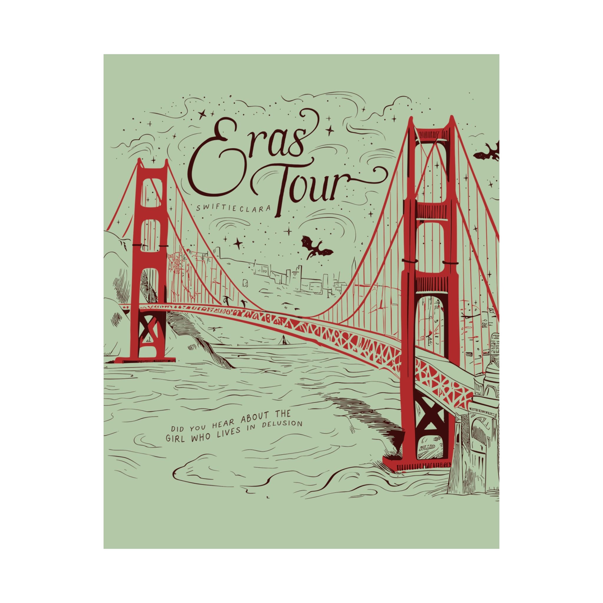 Santa Clara Era Tour Golden Gate Bridge Green Poster