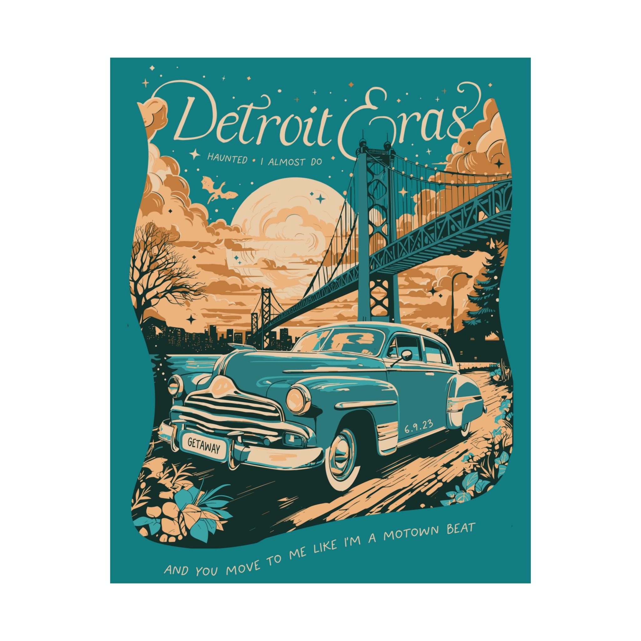 Seafoam Night One Detroit Skyline Eras Tour Poster