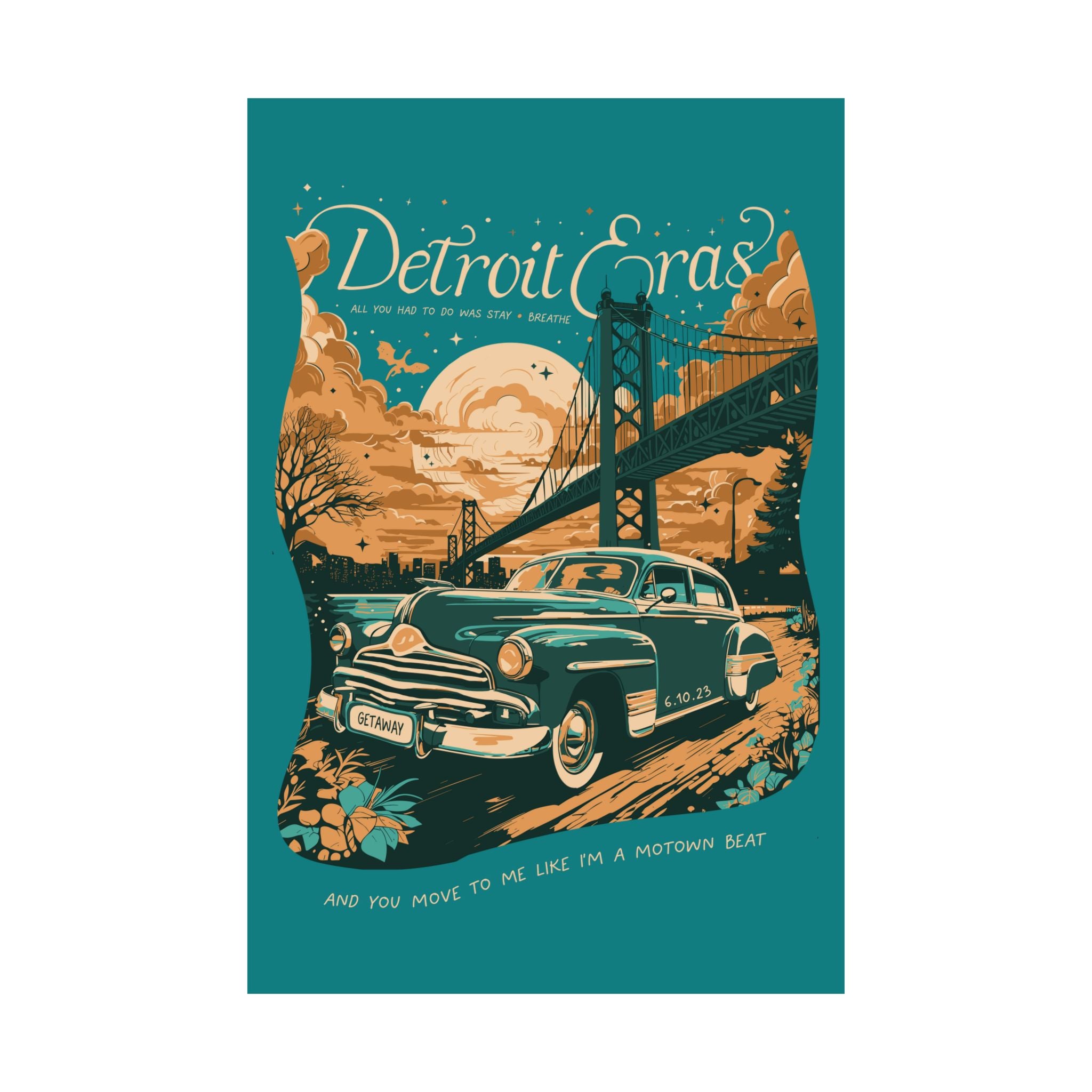 Seafoam Night Two Detroit Skyline Eras Tour Poster