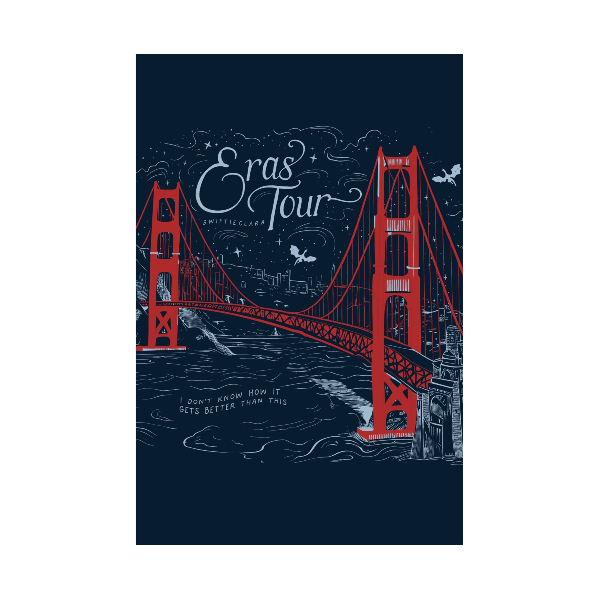 Santa Clara Eras Tour Golden Gate Bridge Navy Poster