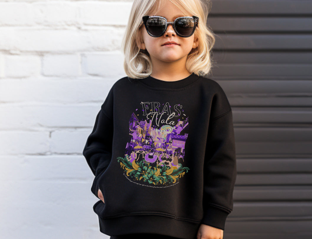 Kid's New Orleans Eras Night One Bourbon Street Crewneck Sweatshirt