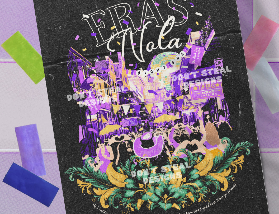 Black New Orleans Eras Night One Bourbon Street Poster