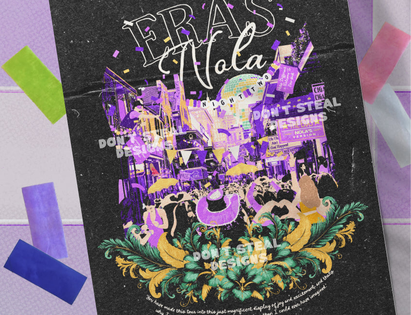 Black New Orleans Eras Night Two Bourbon Street Poster