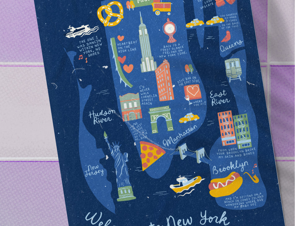 Navy New York City Lyrical Poster