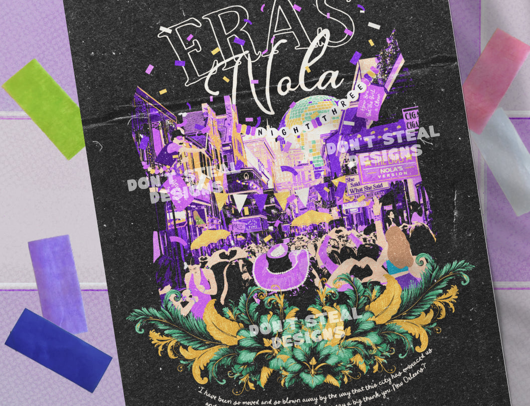 Black New Orleans Eras Night Three Bourbon Street Poster