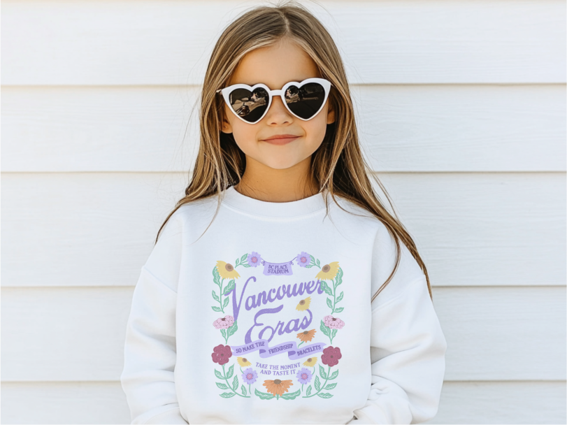 Kid's Vancouver Eras Tour Floral Surprise Song Piano Crewneck Sweatshirt