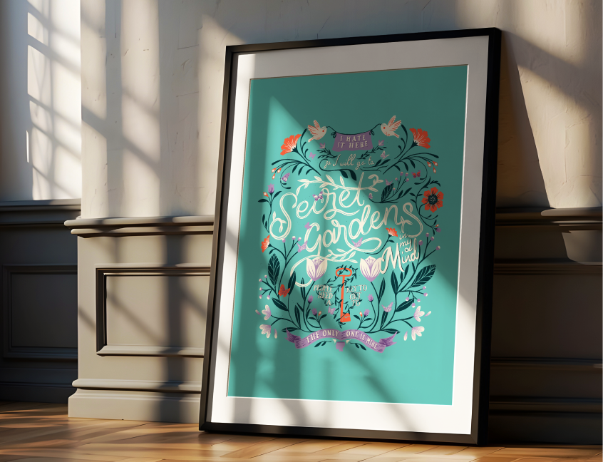 Mint I Hate It Here Floral Secret Gardens Poster