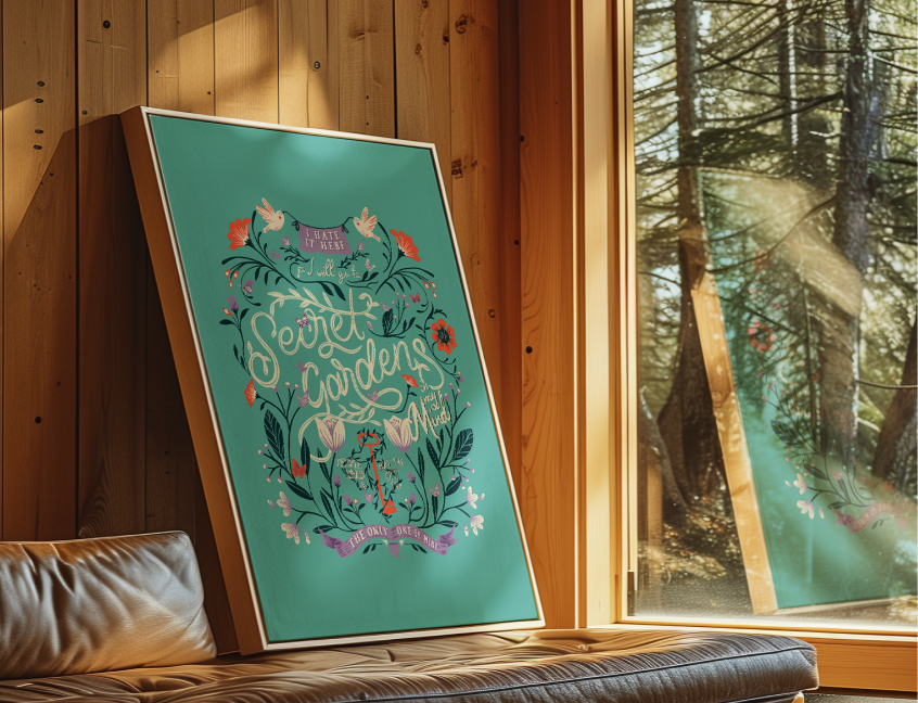 Mint I Hate It Here Floral Secret Gardens Poster