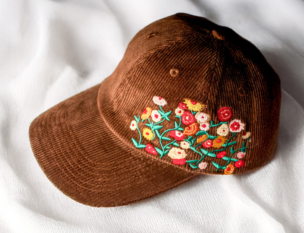 Floral Piano Corduroy Dad Hat