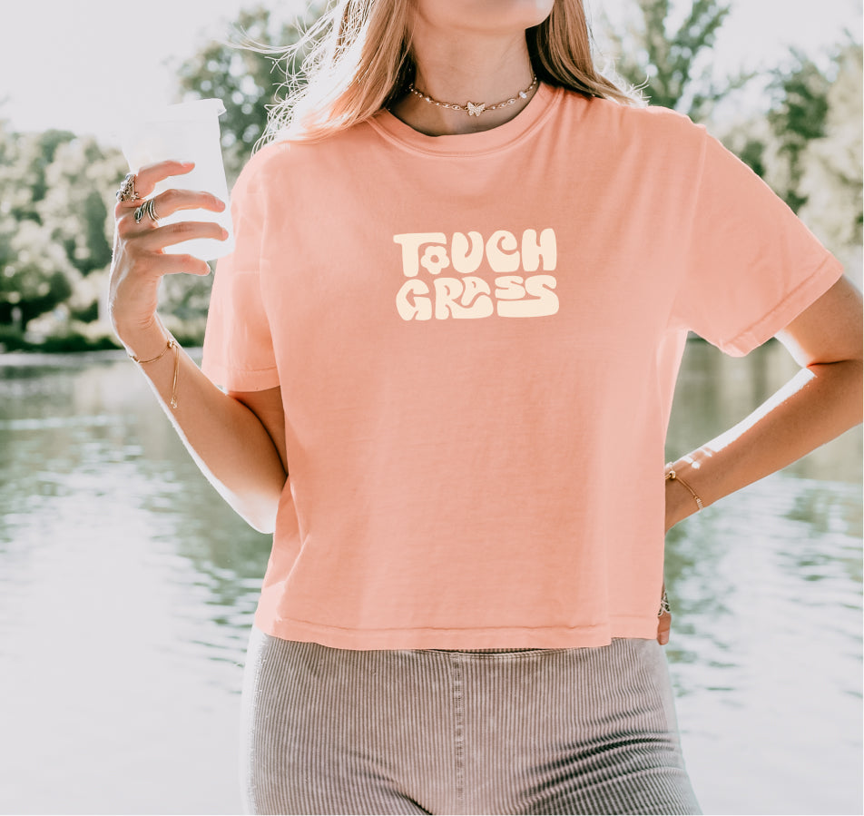 Touch Grass Comfort Colors Crop Tee